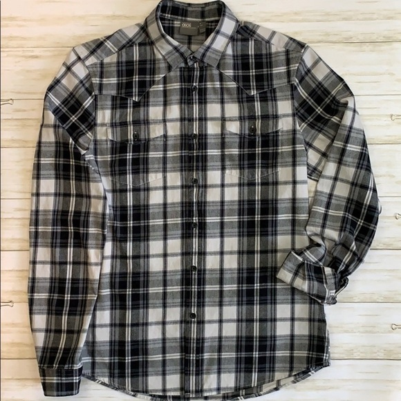 ASOS Western Flannel Plaid Button Front Shirt - Picture 1 of 7